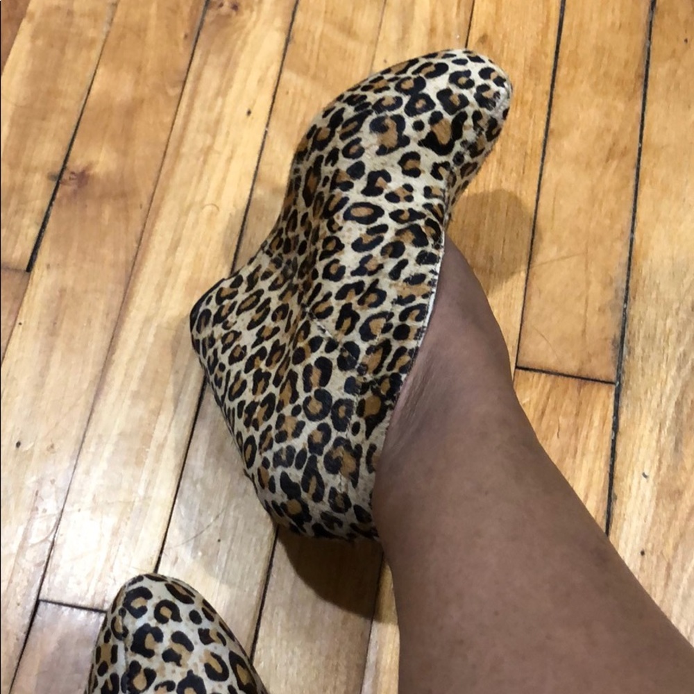Leopard print, funky shape wedge heel bootie